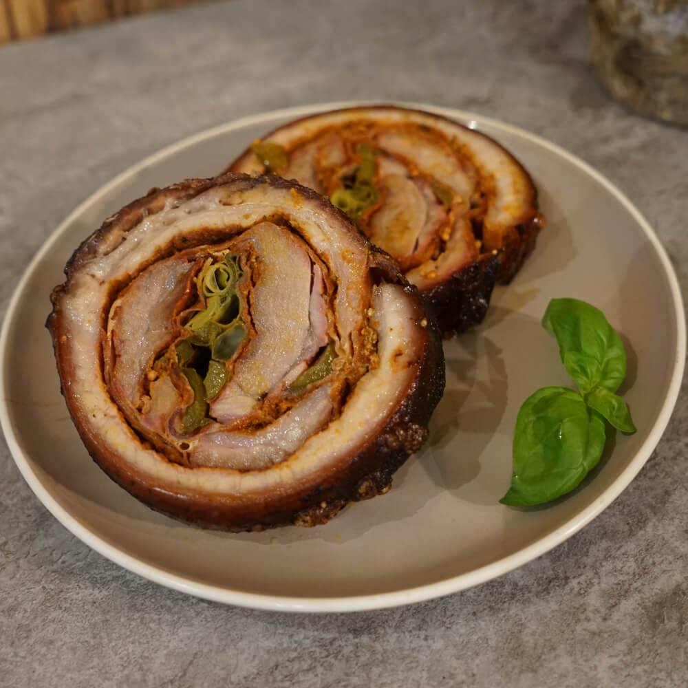 Porchetta aus dem Holzbackofen